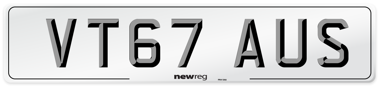 VT67 AUS Number Plate from New Reg